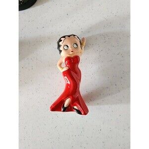 Betty Boop in Red Dress Gown Ceramic Figurine vintage